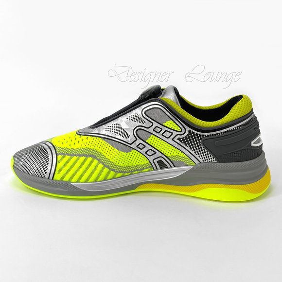 NEW GUCCI Ultrapace R GG Logo Men's Sneakers Yellow Grey 8 G / US 8.5 Authentic - Picture 3 of 10